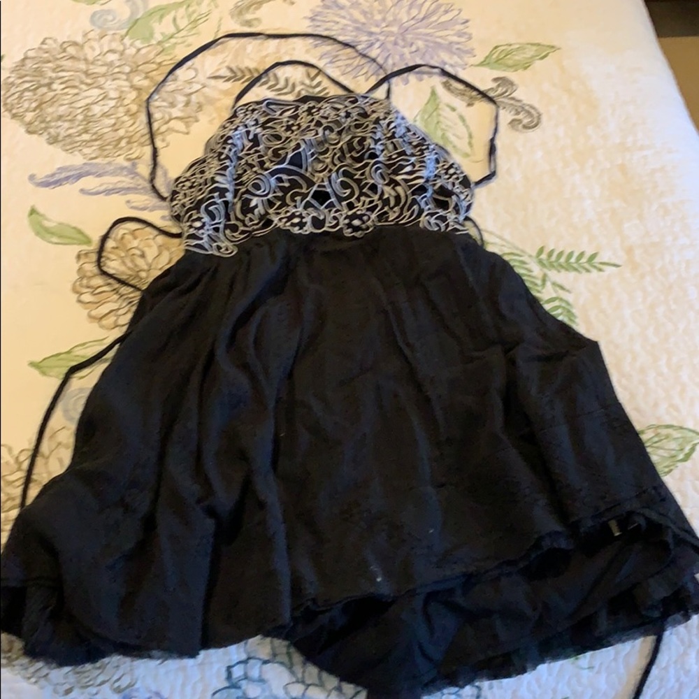 Black dress with white lace